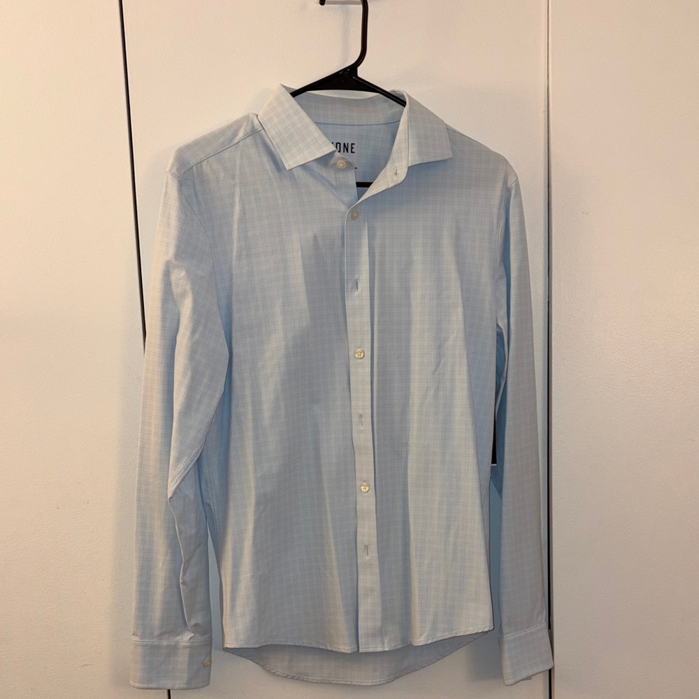 RHONE Light Blue Check Dress State of Mind Shirt - Slim Fit